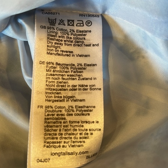 Sz 14 Long Tall Sally blue/white pencil skirt with back zipper - Picture 8 of 9